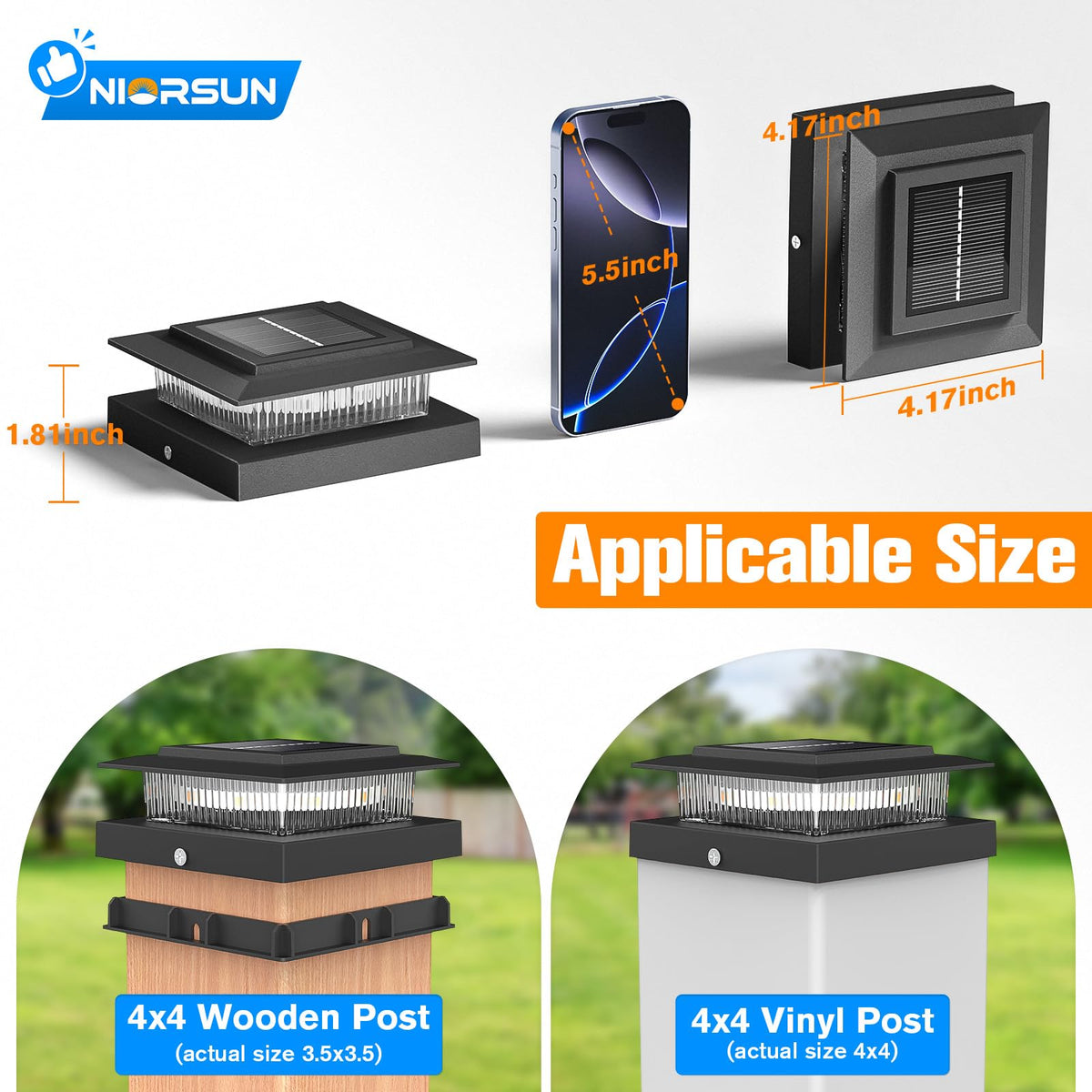 4x4 Post Solar Lights Color Changing (Black)