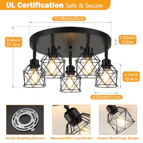 5 Light Adjustable Kitchen Light Fixtures (Black / 5-Light)