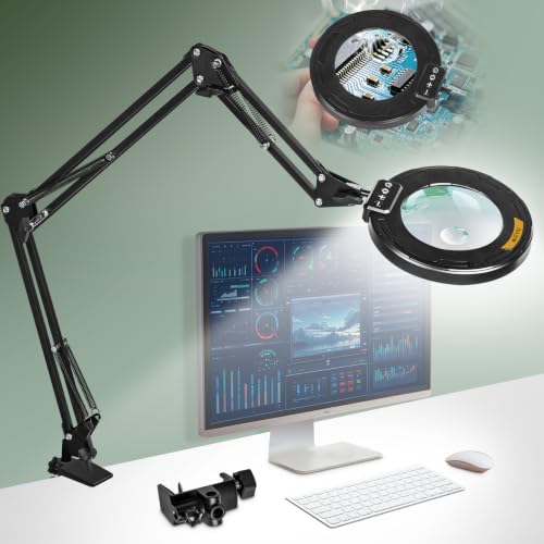 Ultra Long 3 Section Swing Arm 12X Magnifying Glass with Light (35.2 Inch)