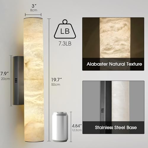 20" Alabaster Wall Sconce (Black-1 PC / 20")