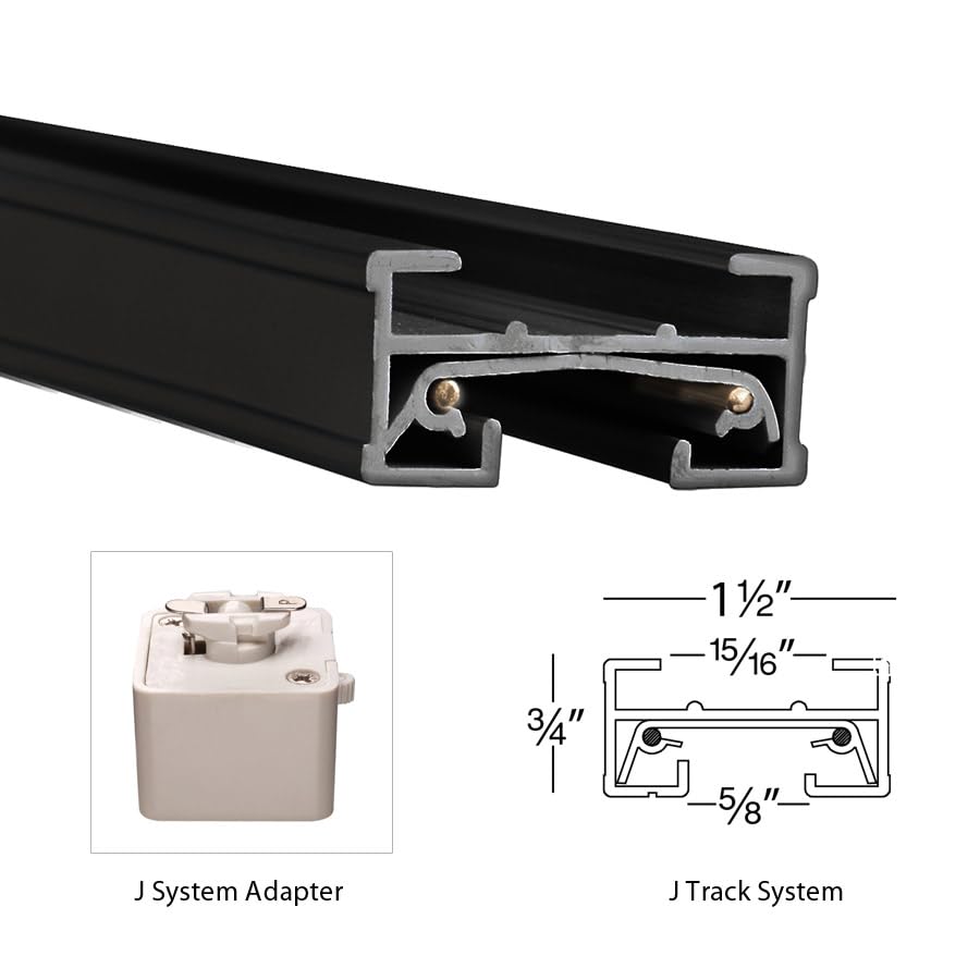 J Track 6FT Single Circuit Field Cuttable 120V Track for J Style 2 (Black / 6 Feet / J-Series)
