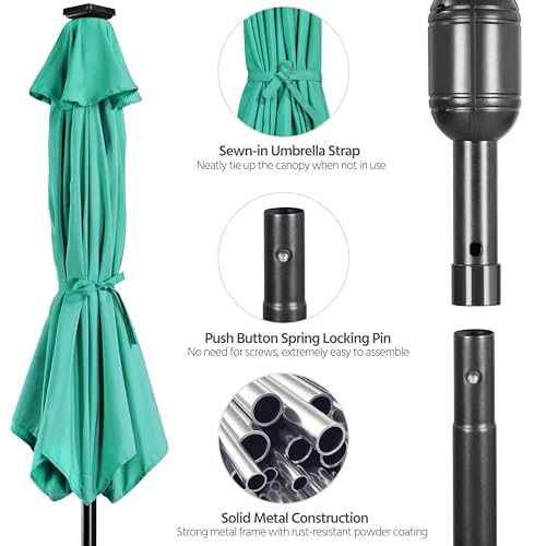 7.5FT Solar Patio Umbrella w (Turquoise / 7.5FT)