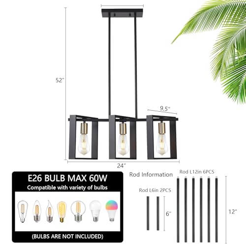 3 Lights Kitchen Island Lighting (Black / 3 Lights A)