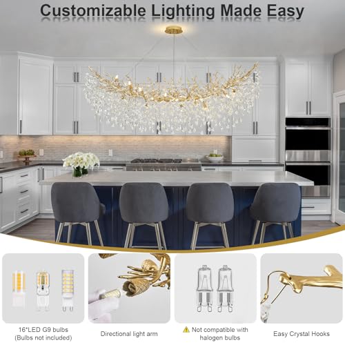 Modern Crystal Chandelier (Gold / A-L63 Inch)