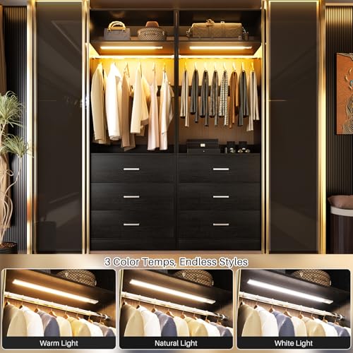 Freestanding Closet Systems with 4 Motion Sensor LED Lights (Black / 4 Set)