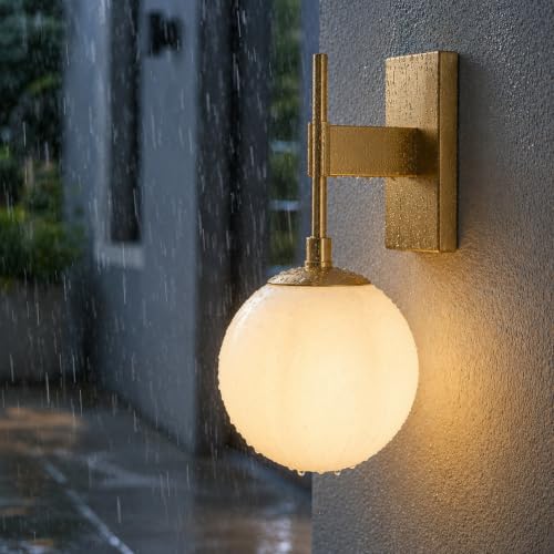 Large Globe Outdoor Wall Sconce (Brass)