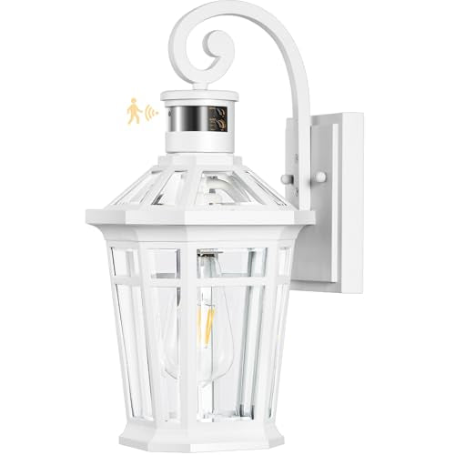 Motion Sensor Outdoor Wall Lantern (White / 1-pack)