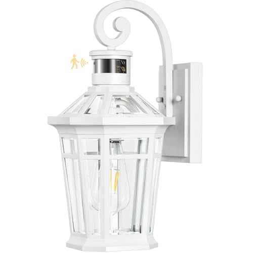 Motion Sensor Outdoor Wall Lantern (White / 1-pack)