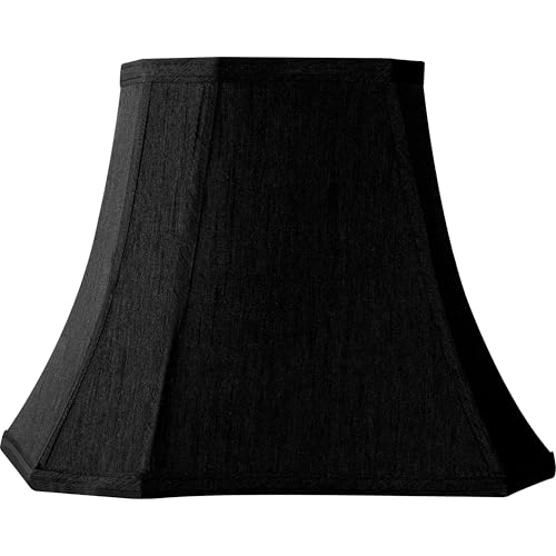 Medium Black Rectangular Lamp Shade for Table Lamps Set of 1 (8 x 14 x 11 inches - 1 Pack / Black Faux Silk)