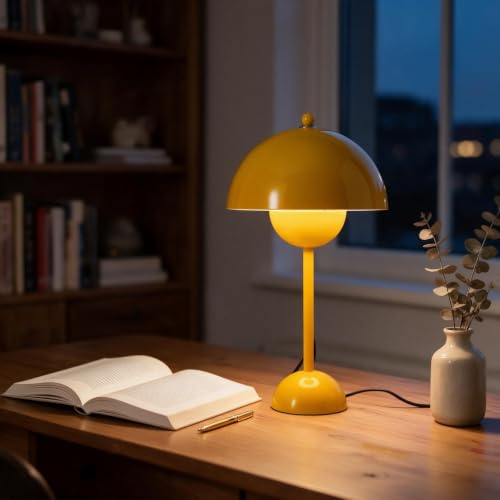 Creative Mid Century Modern Bud Table Lamp for Home&Office (Melon Yellow)