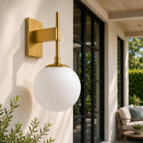 Large Globe Outdoor Wall Sconce (Brass)