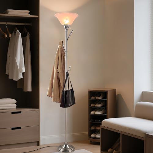 Tall Floor Lamp for Living Room (Brushed Nickel)