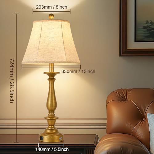 28.5'' Farmhouse Table Lamp Set of 2 (Antique Gold / 28.5'')
