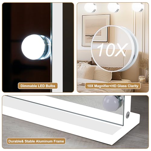 Vanity Mirror with Lights (White / 36"L x 24"W)