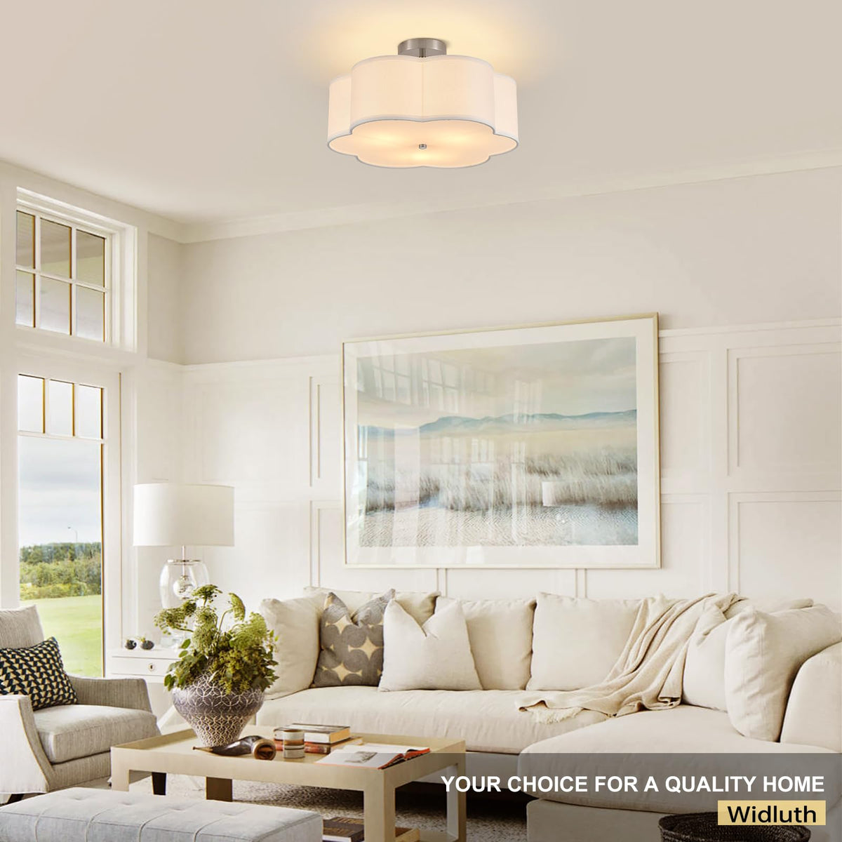 18" Chrome Semi Flush Mount Ceiling Light (18" Chrome Layered Petal)