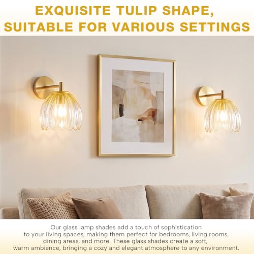 2 Pcs Glass Tulip Lamp Shade (Gradient Yellow)