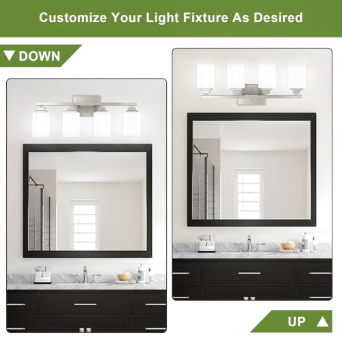 Brushed Nickel Bathroom Light Fixtures (Nickel-White Shade / 4-Light)