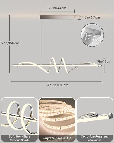 47.2in Kitchen Island Light (Chrome Silver / 47.2in)