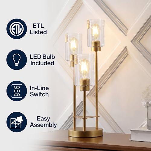 Axel 3 Light Candlestick Accent Table Lamp 20.5" (Gold Painting / 20.5")