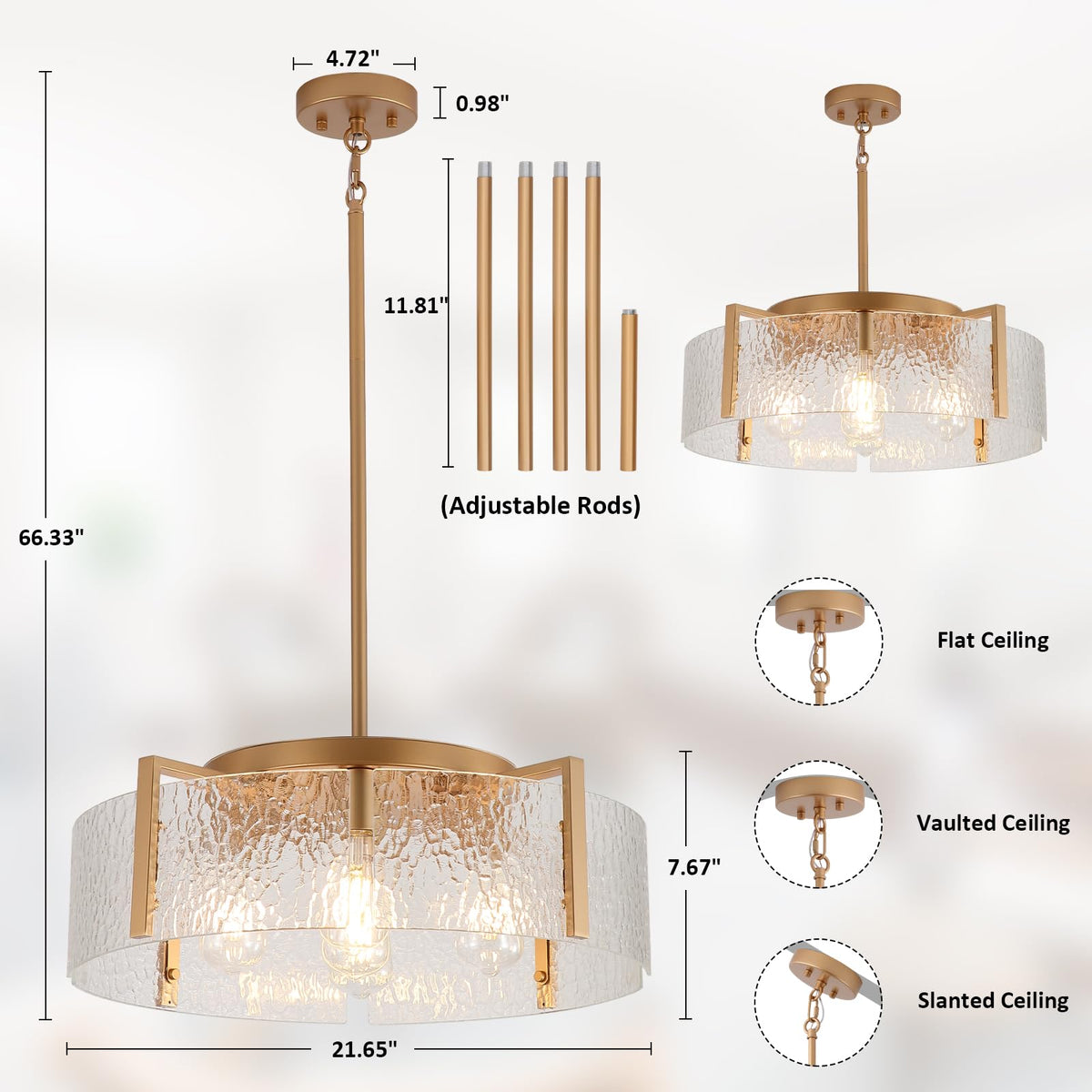 Gold Chandelier for Dining Room Light Fixture (5 Light Gold)