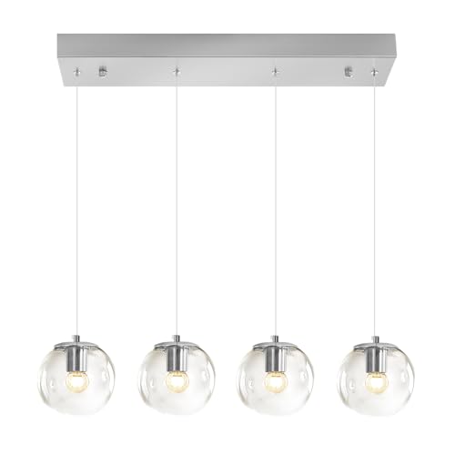 Modern Kitchen Island Lighting Linear Chandeliers for Dining Room 4 (Silver-Clear / Rectangle 4-Light)
