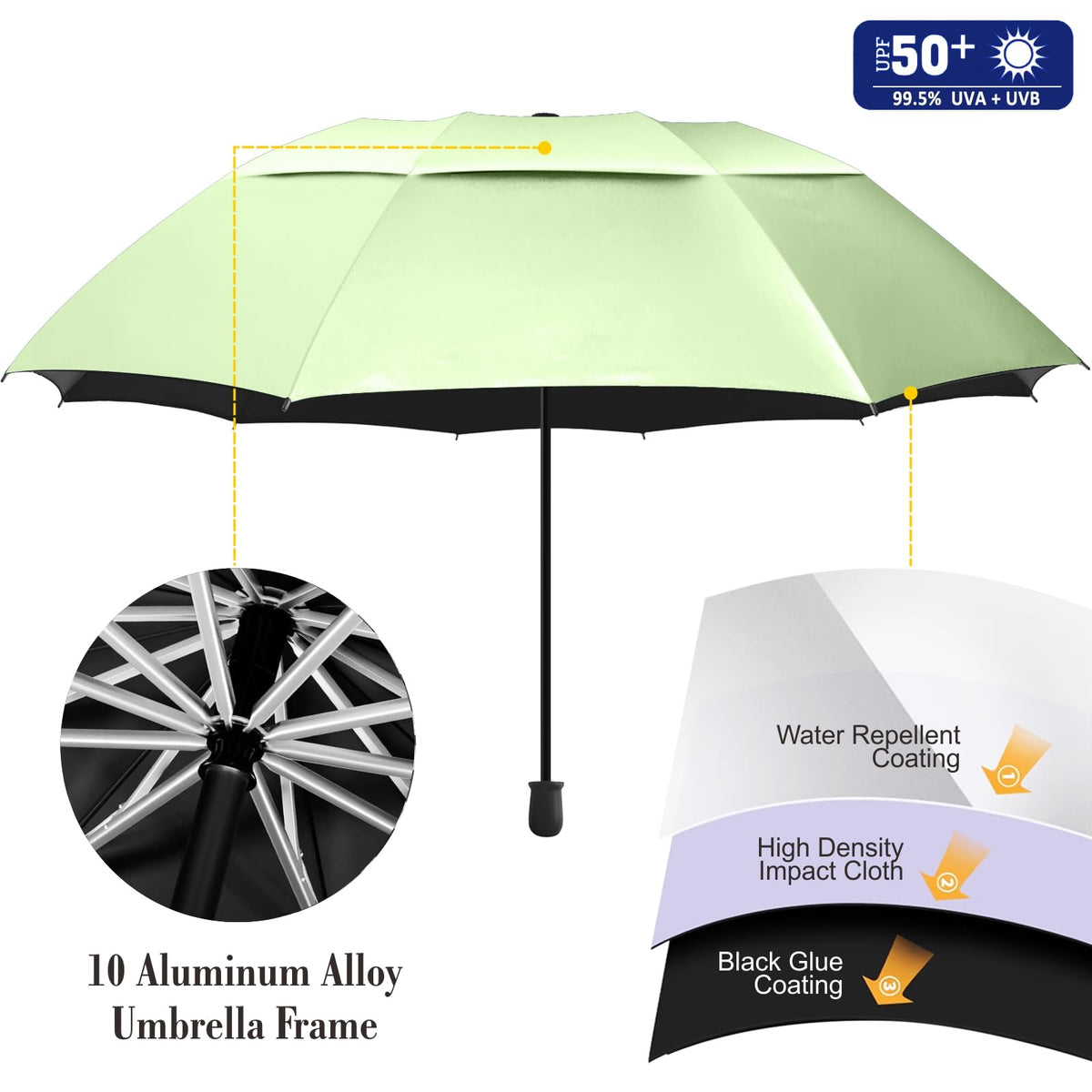 43.3in Adjustable Golf Umbrella Universal Clamp (Green / 43.3")