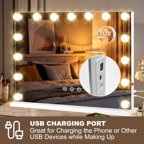 Vanity Mirror with Lights (White / 23"L x 18"W)