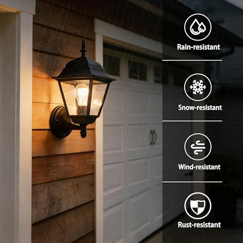 Dusk to Dawn Outdoor Porch Light Wall Mount (Black / Dusk to Dawn Version)