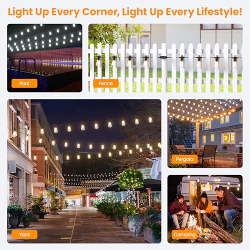 Outdoor String Lights for Patio (50FT Discolor)