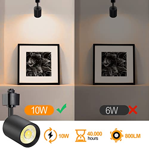 16 Pack 10W Dimmable LED Track Lighting Heads H Type Track Light Replacement Fixtures Bright 4000K Neutral White Ceiling Spotlight for Accent Task Art (Black / 4000K)