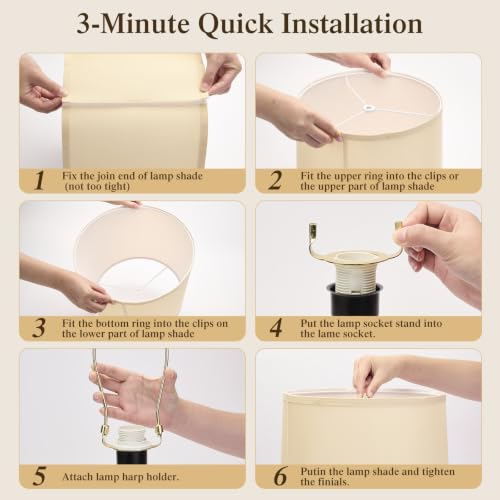 Drum Lamp Shades Set of 2 (Whit -Vertical Pattern)