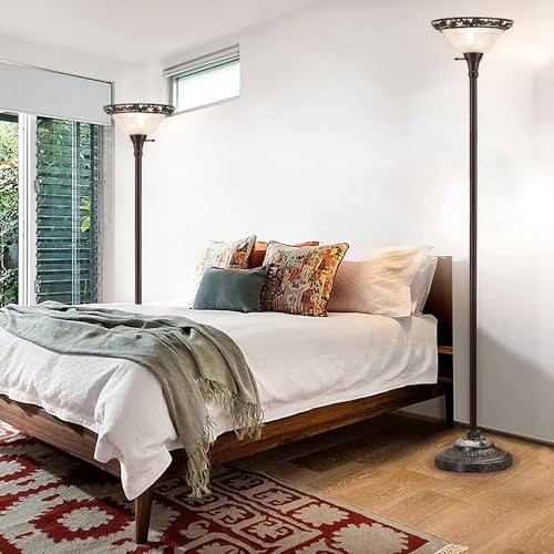 Torchiere Floor Lamps for Living Room (Brown,White2)