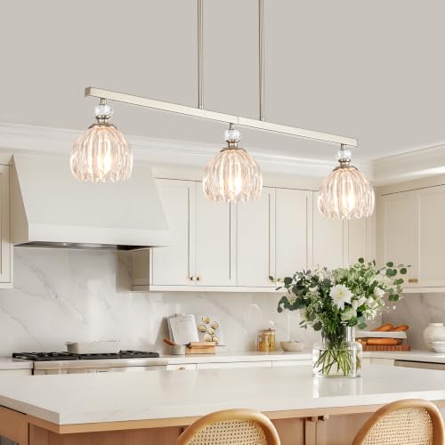 Brushed Nickel Island Light for Kitchen (3-Light / Nickel)