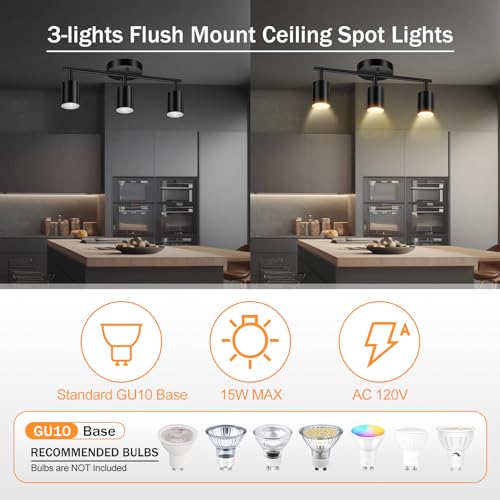 LED Track Lighting Fixtures Ceiling (Black / 13.35" 3 Light Track Light)