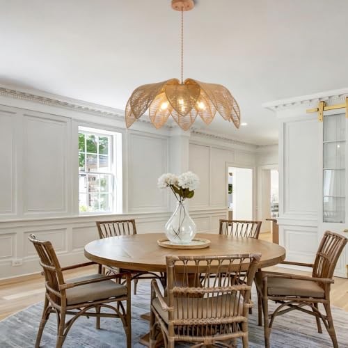 Adjustable Large Petal Rattan Chandelier (DW-007-4)