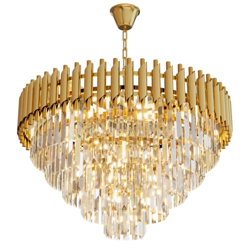 Modern Gold Crystal Chandelier (D24"XH17.6" Gold)