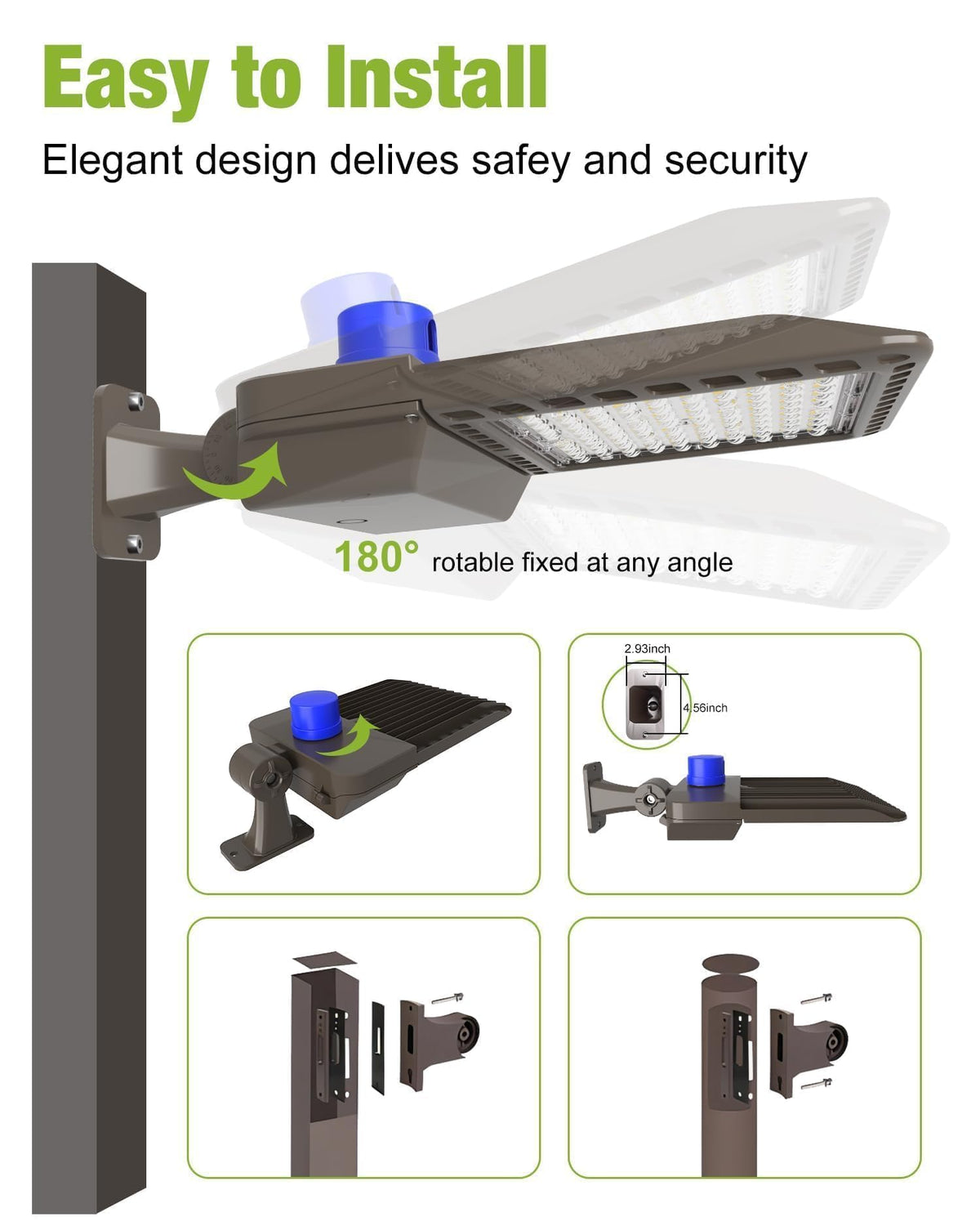400W LED Parking Lot Lights Adjustable Arm Mount with Photocell 120 (400-B-12PACK)