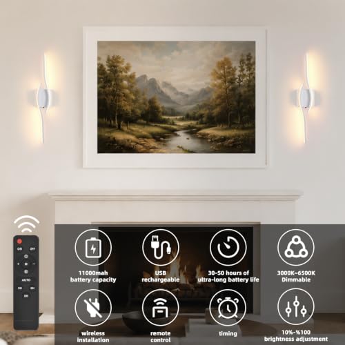 Battery operated wall sconce Set of 2