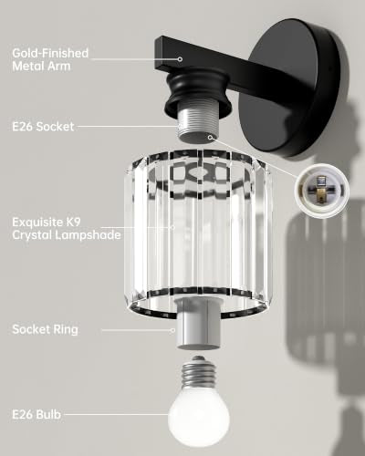 Hardwired Wall Sconces Set of Two (Black-B)