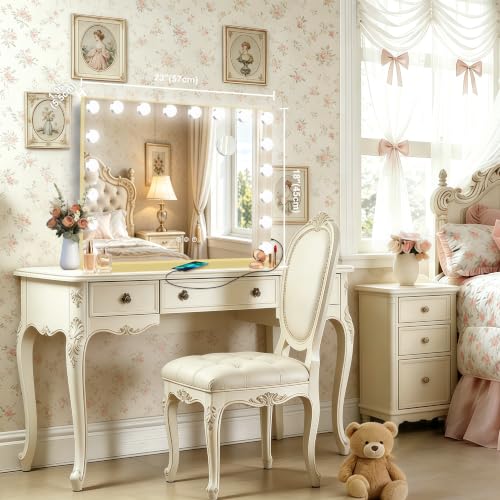 Gold Hollywood Vanity Mirror with Lights (Gold / 32"L x 24"W)