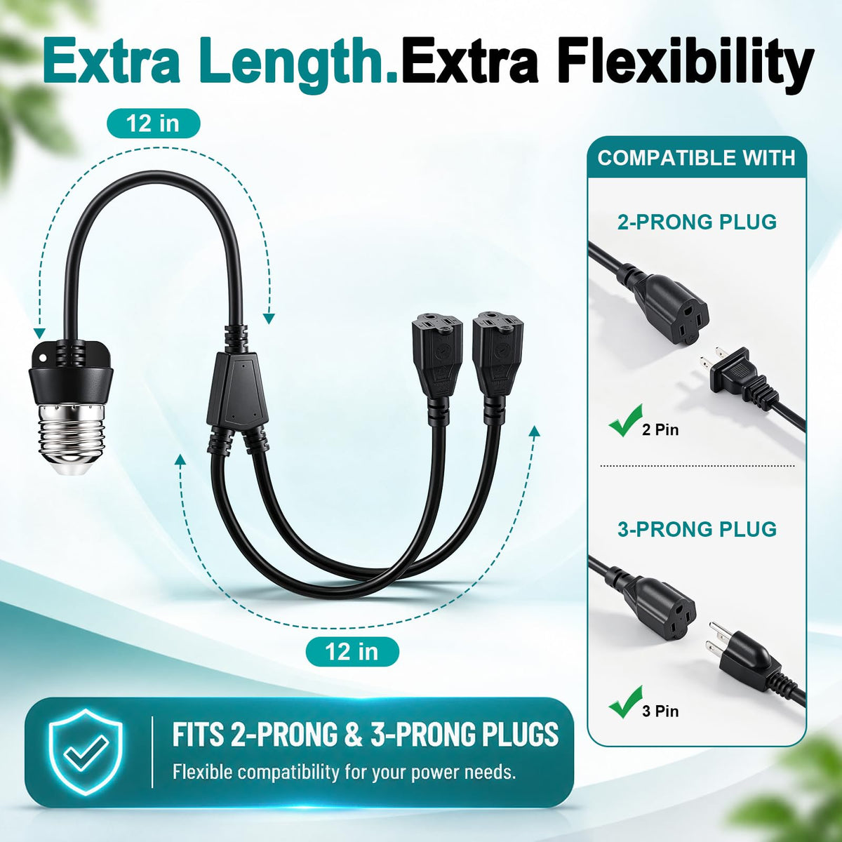 1 Pcs 2 in 1 E26 (12" / Black)