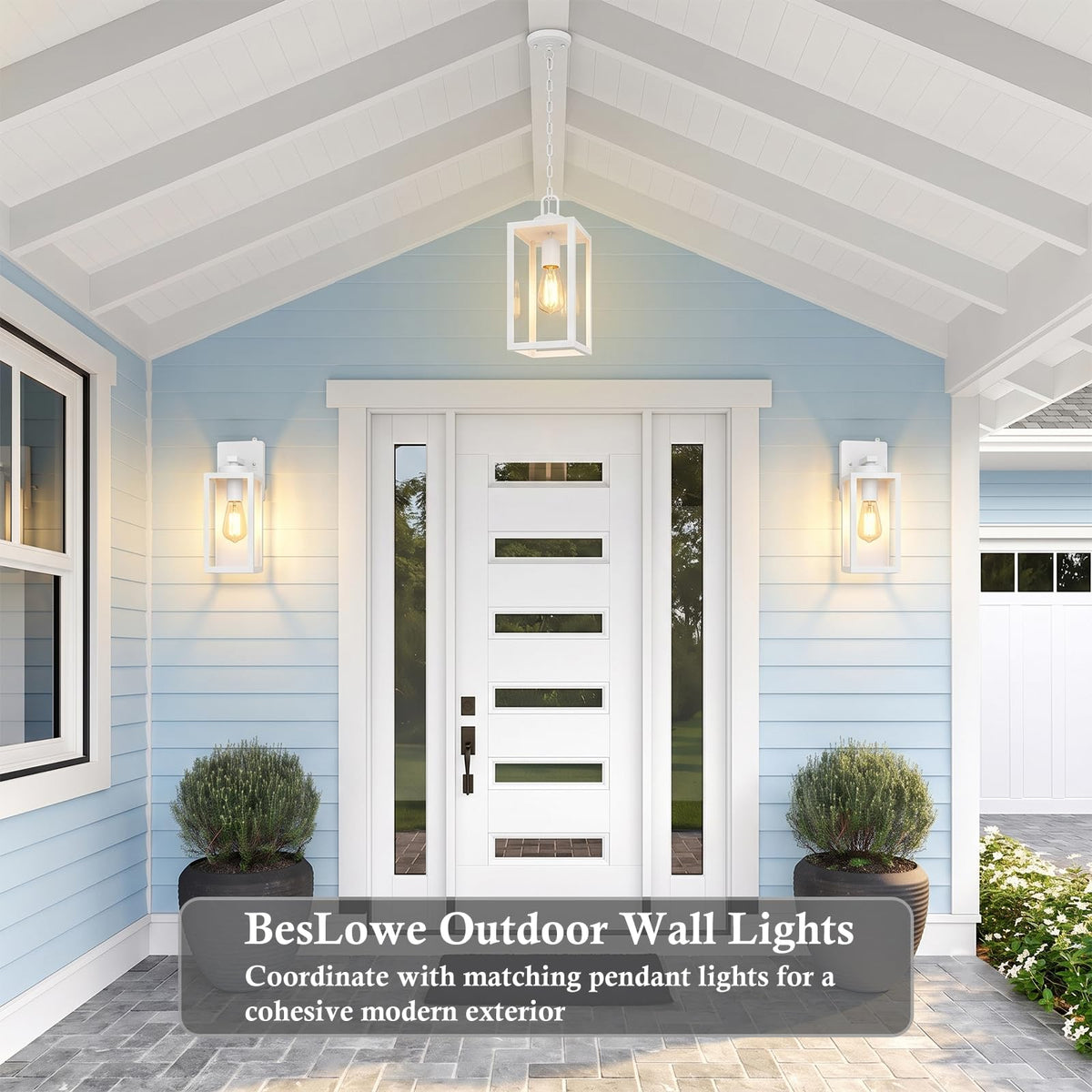 Upgraded Dusk to Dawn Outdoor Wall Lights (White(Dusk to Dawn Sensor) / 12.8 inch)