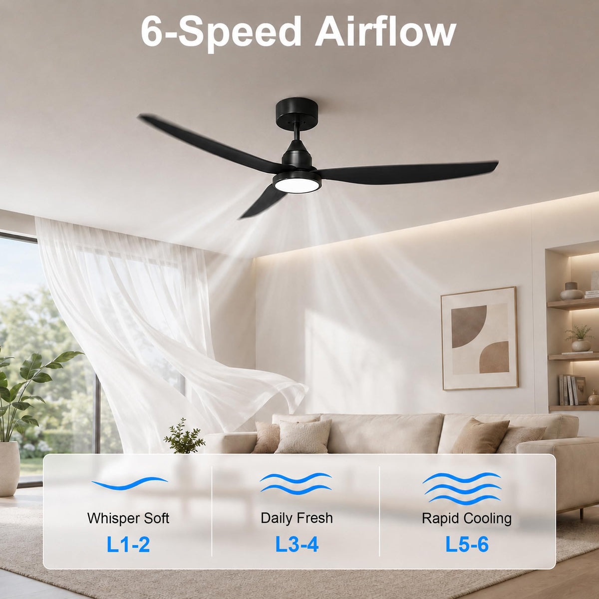 2 Pack 54 Inch Ceiling Fan with Lights (Black / 54 inch)