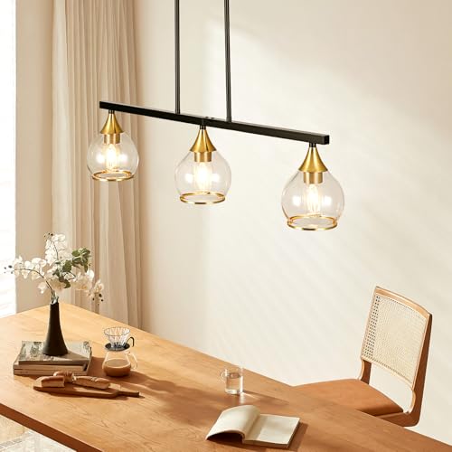 Island Light for Kitchen (Black and Gold / 3-Light)