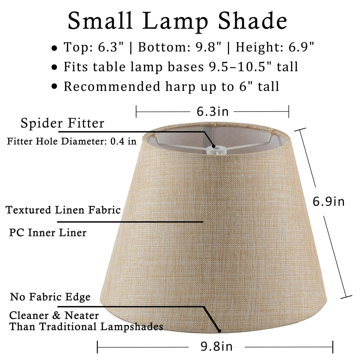 Lazwppi Set of 2 Spider Fitter Replacement Small Lamp Shade for Table Lamps (Oatmeal Beige)
