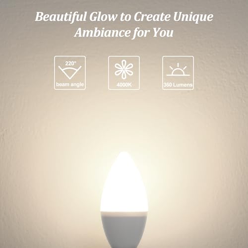 E12 Candelabra LED Light Bulbs 40W Equivalent (4000k Natural White / 12 Pack)