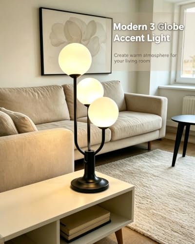 Globe Black Table Lamp for Bedroom Gift Dimmable G9 Bulbs Included (05-Black-Globe-3U)