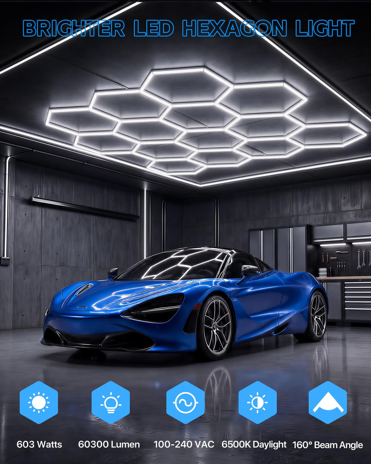 Hexagon Garage Lights 14 grids (14Gird B)