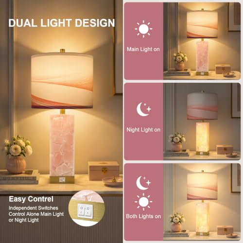 Alabaster Table lamp with USB Series