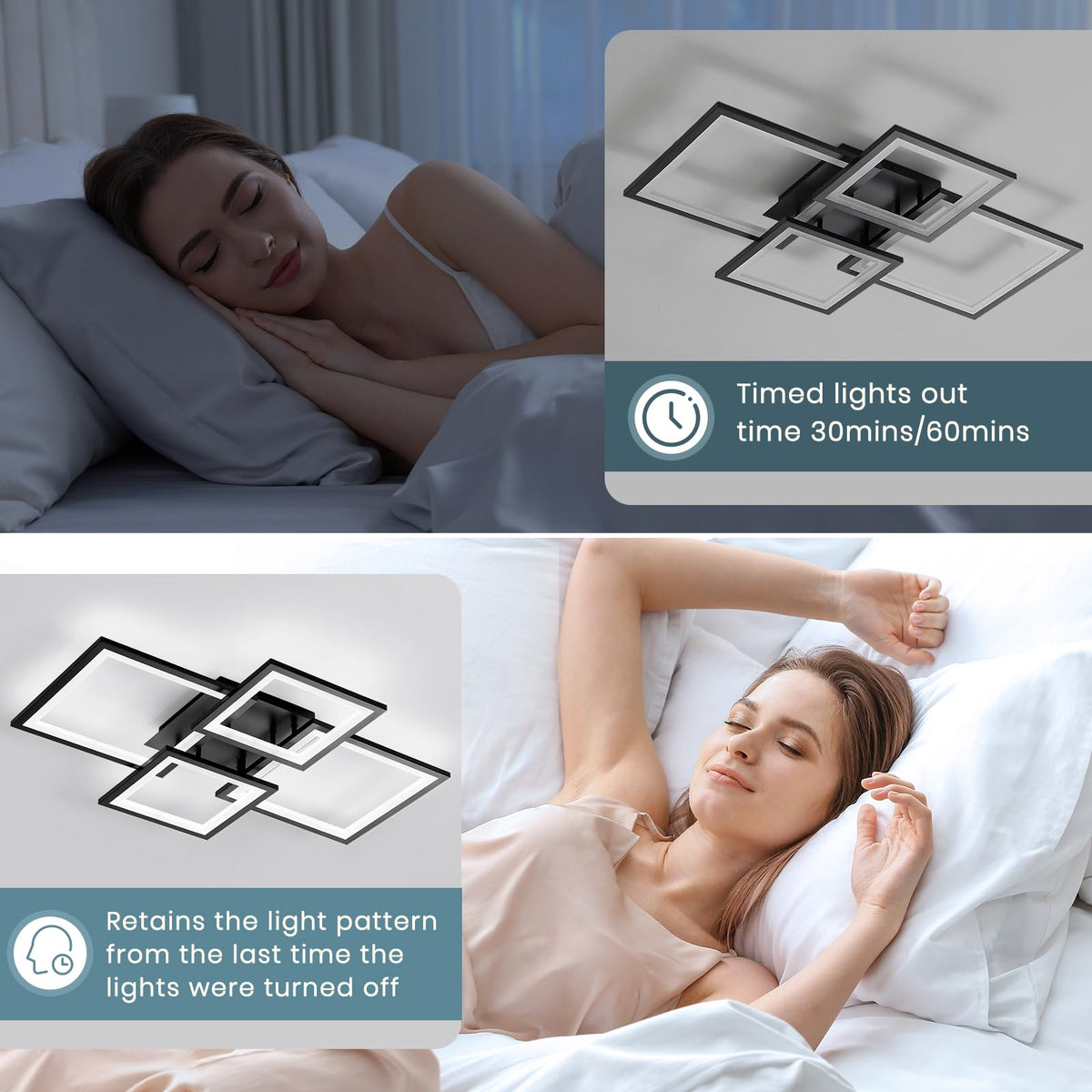 Modern LED Ceiling Light (Black / 30 Inches)